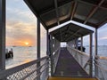 A ferry terminal on Minjerribah / North Stradbroke Island, Moreton Bay, Australia, at sunset Royalty Free Stock Photo