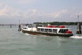 Ferry transports tourists from the Venice Lido to Venice