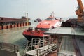 Ferry Turbojet at berth marine terminal Macau.