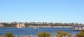 Ferry and work boat navigating the Hudson River