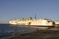 Heraklion, september 5th: Ferryboat docking in the Harbor of Heraklion in Crete island of Greece Royalty Free Stock Photo