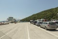 Ferryboat at island Krk on Adriatic coast in Croatia Royalty Free Stock Photo