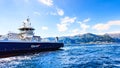 Ferryboat Vagsoy on fjord, 5 July 2018, Norway