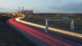 Ferrybridge Power Station in Yorkshire and a dual carriageway Royalty Free Stock Photo