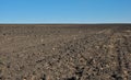 Fertile, plowed soil of an agricultural field