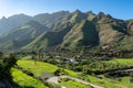 Fertile valley with mango and oranges fruit plantations, vineyards and avocados orchards near Agaete, Gran Canaria, Canary islands Royalty Free Stock Photo