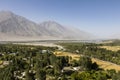 Fertile Wakhan Valley near Vrang in Tajikistan. The mountains in the background are the Hindu Kush in Afghanistan