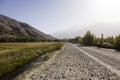 Fertile Wakhan Valley in Tajikistan with the Pamir Highway