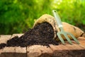 Fertilizer bag over green background