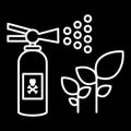Fertilizer, insect repellent, sprout sprayer line icon. vector illustration isolated on black. outline style design