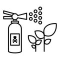 Fertilizer, insect repellent, sprout sprayer line icon. vector illustration isolated on white. outline style design