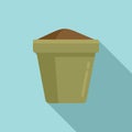 Fertilizer plant pot icon, flat style