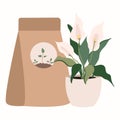 fertilizer and soil for indoor plants, vector illustration of plant care Royalty Free Stock Photo