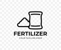 Fertilizers and pesticides, bag and pile, linear graphic design