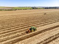 Fertilizing land where sugar cane was planted aerial view