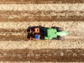 Fertilizing land where sugar cane was planted aerial view