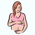 Fertillity pregnancy mother woman with belly illustration