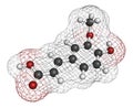 Ferulic acid herbal antioxidant molecule. Atoms are represented as spheres with conventional color coding: hydrogen (white), Royalty Free Stock Photo