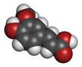 Ferulic acid herbal antioxidant molecule. Atoms are represented as spheres with conventional color coding: hydrogen (white), Royalty Free Stock Photo