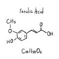 Ferulic Acid Molecule Formula Hand Drawn Imitation Royalty Free Stock Photo