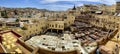 Morocco, Africa, Fes, tannery, leather, workers, traditional, job, travel, panoramic, view Royalty Free Stock Photo