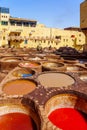 Leather tannery scene in Fes