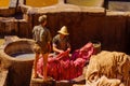 Leather tannery, with workers, Fes Royalty Free Stock Photo