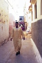 FES, MOROCCO - 15 OCTOBER 2013: Man is dressed up for Eid Al-Adha. The festival is celebrated by offering a sheep and Royalty Free Stock Photo