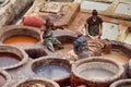 Three Men In The Chouara Leather Tannery Royalty Free Stock Photo