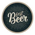 Fest Beer lettering with rays. Advertising design for coaster.