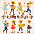 Festa Junina - Brazil June Festival. Folklore Holiday. Characters.