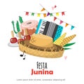 Festa Junina - Brazil June Festival. Folklore Holiday. Vector design set. Royalty Free Stock Photo