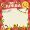 Festa Junina - Brazil June Festival. Retro Poster of Folklore Holiday.