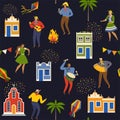 Festa Junina Brazil June Festival. Vector templates. Seamless pattern.