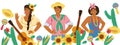 Festa Junina brazil people characters. Men and women celebrate Brazil holiday.