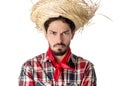 Festa Junina is a brazilian party. Man wearing plaid shirt and s Royalty Free Stock Photo