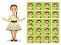 Festa Junina Caipira Woman Cartoon Emotion faces Vector Illustration