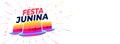 Festa junina celebration banner with colorful hat