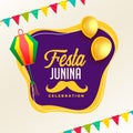 Festa junina celebration poster with lamps and balloon