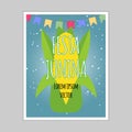 Festa Junina with corn on blue backround,poster/party invintation Royalty Free Stock Photo