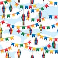 Festa Junina flag lantern colorful seamless pattern Royalty Free Stock Photo