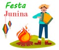 Festa Junina greeting card, poster, banner or invitation.
