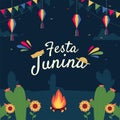 Festa Junina illustration traditional Brazil June festival party Vector illustration Royalty Free Stock Photo