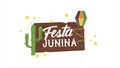 festa junina lettering animation with kite and cactu