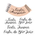 Festa Junina Portuguese lettering quotes set