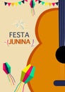 Festa junina poster template. Brazilians celebrate annual Junina Festival of Brazil Vector illustration. June Party People
