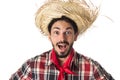 Festa Junina is a brazilian party. Man wearing plaid shirt and s Royalty Free Stock Photo