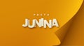 Festa Junina white sign on orange paper sheet with curled corner