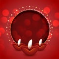Festical card for happy diwali with diya and text space