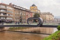 Festina Lente, pedestrian bridge over the river Miljacka in Sarajevo, Bosnia and Herzegovina. Royalty Free Stock Photo